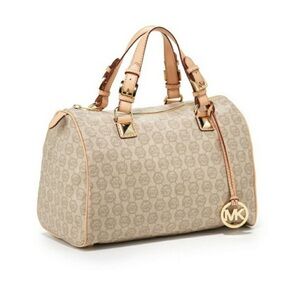 Michael Kors Vintage Tan/Beige Signature Satchel AP-1107 RETAIL $550+